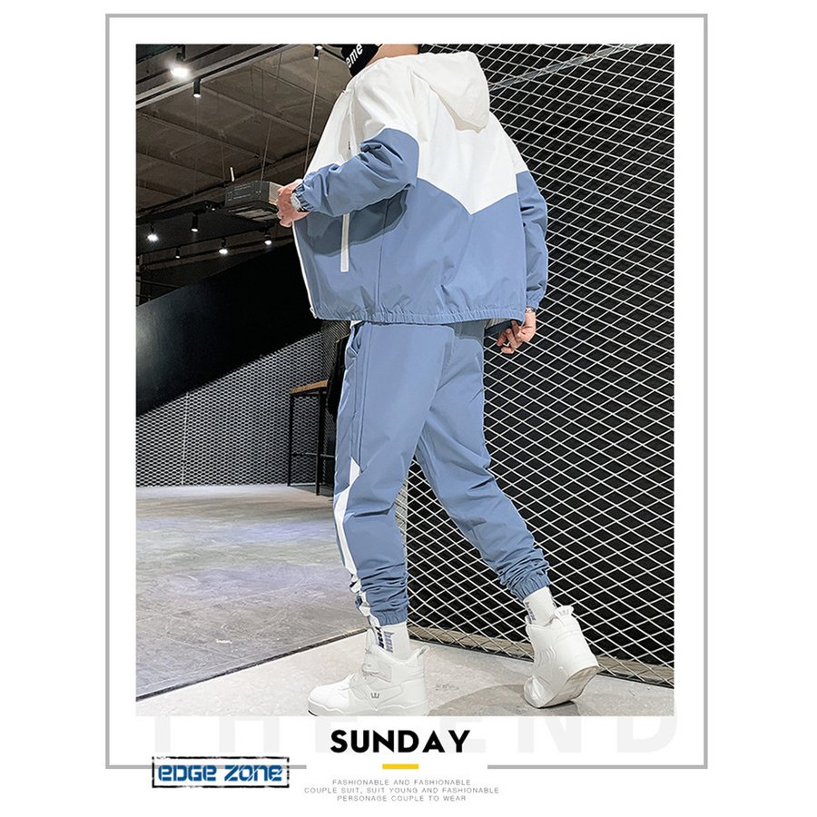 メンズスポーツウェア メンズトレーニング用ジャージ上下セット切り替えデザイン