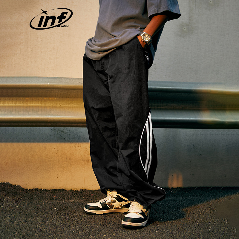 メンズスポーツウェア 男性用スポーツ風ワイド緩め裾ズボン 街系秋冬新作