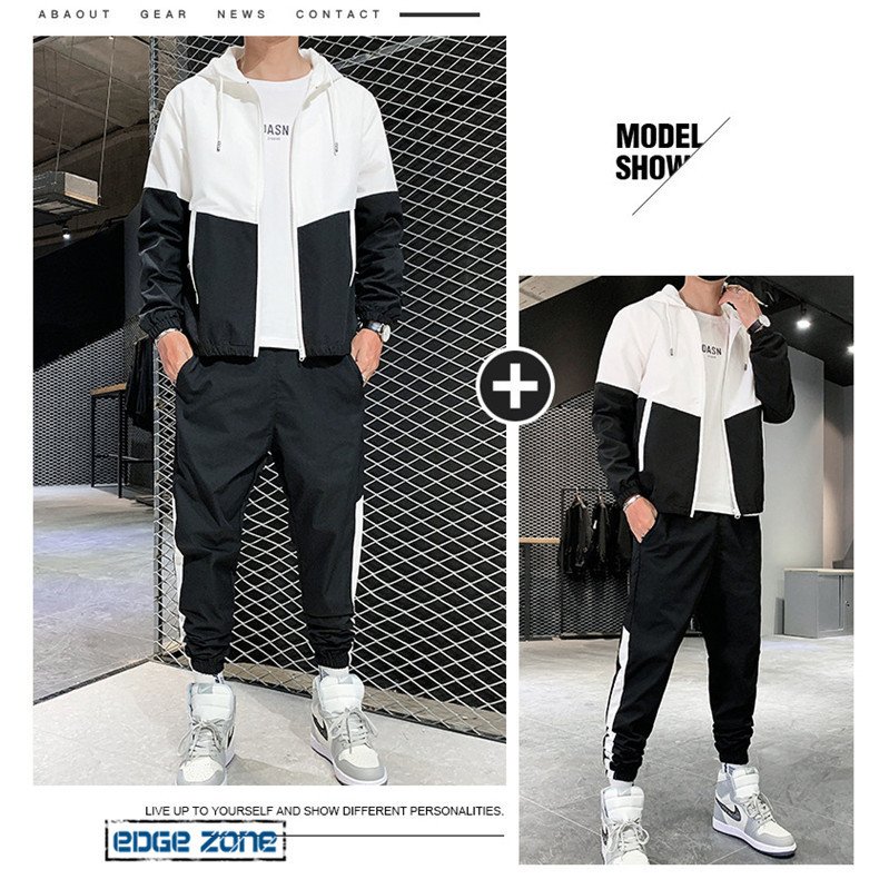 メンズスポーツウェア メンズトレーニング用ジャージ上下セット切り替えデザイン