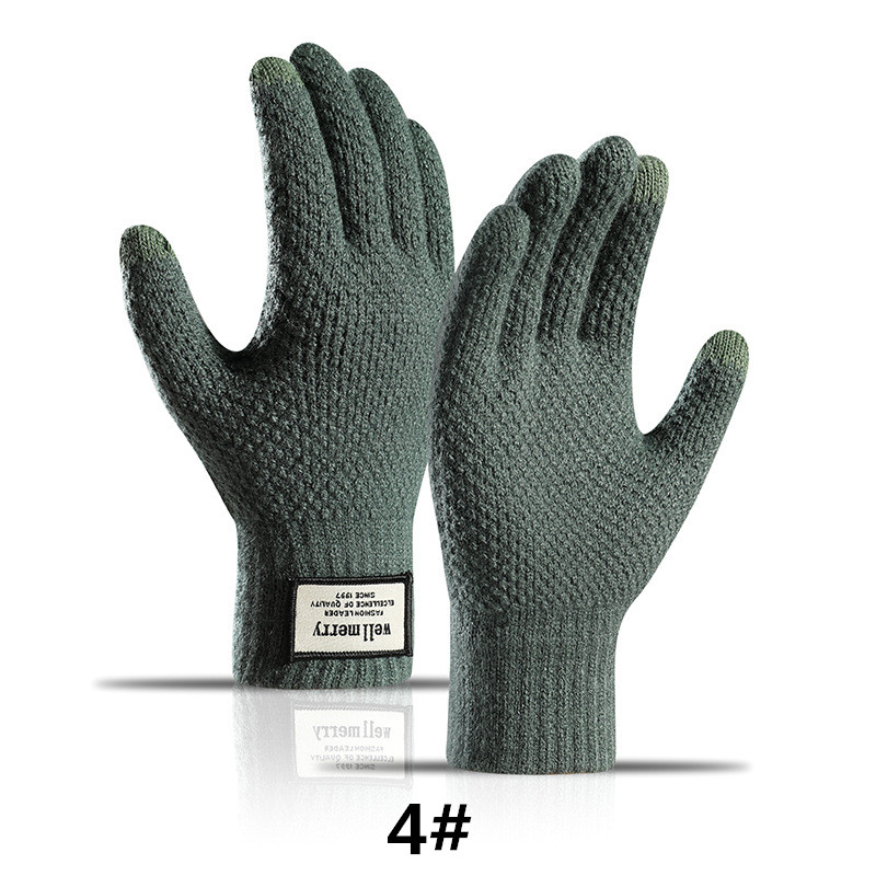 メンズスポーツウェア ウォーキング用ニット手袋 裏起毛 スマホ対応 防寒グローブ