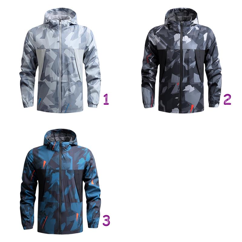 メンズスポーツウェア 男性用スポーツ防水迷彩柄フード付き軽量ジャケット