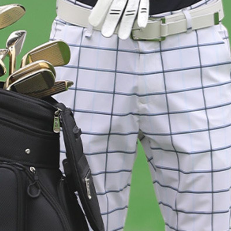 メンズスポーツウェア プロフェッショナル格子柄ゴルフパンツ