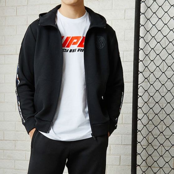 メンズスポーツウェア フード付きジップアップトレーニングジャケット