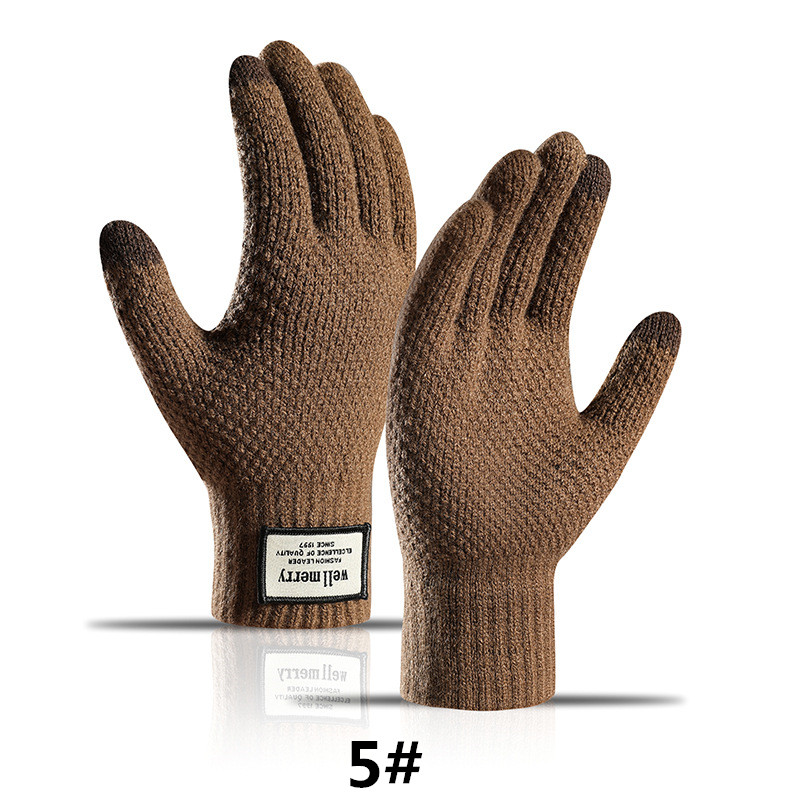 メンズスポーツウェア ウォーキング用ニット手袋 裏起毛 スマホ対応 防寒グローブ