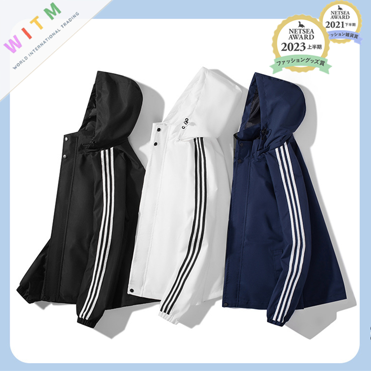 メンズスポーツウェア 三本線スポーツジャケット メンズ防風パーカー