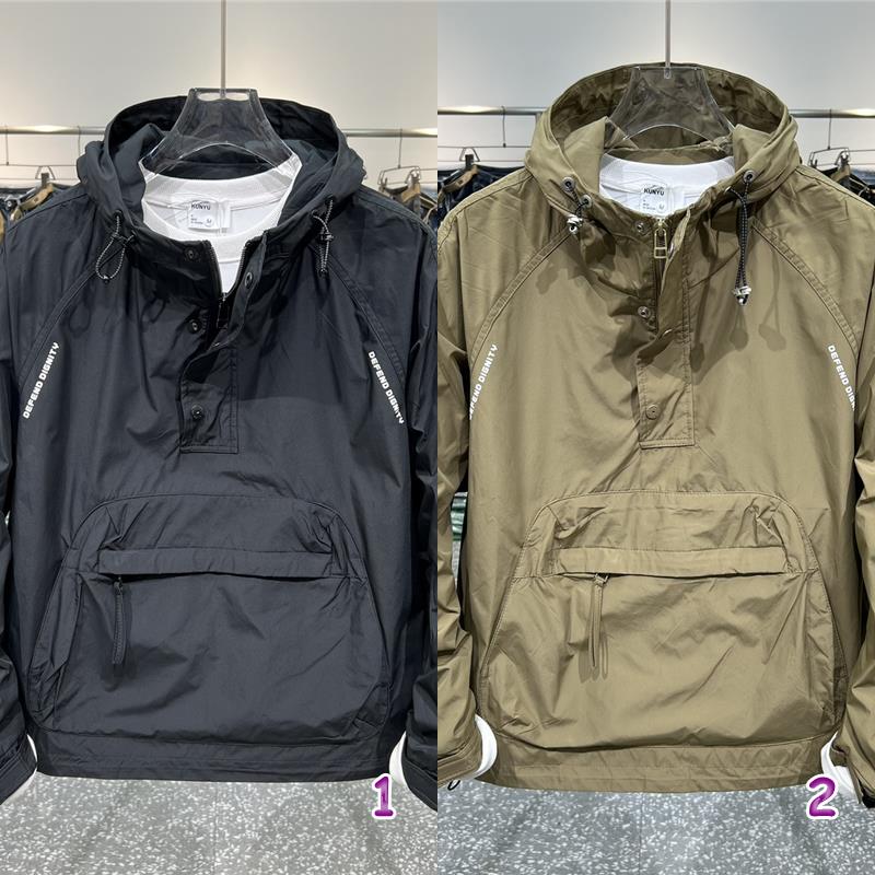 メンズスポーツウェア メンズスポーツ防水プルオーバー アウトドア対応フード付きジャケット