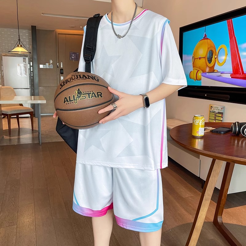 メンズスポーツウェア 青少年速乾バスケットボール半袖セットアップ