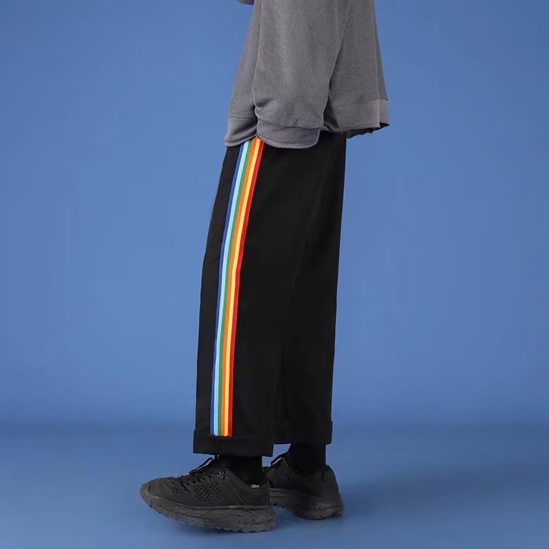 メンズスポーツウェア メンズスポーツジャージパンツレインボーサイドライン