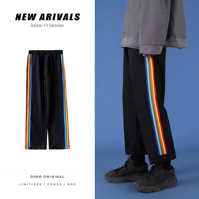 メンズスポーツウェア メンズスポーツジャージパンツレインボーサイドライン