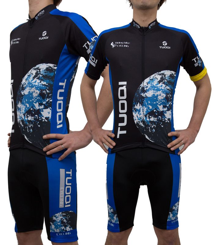 メンズスポーツウェア メンズスポーツ自転車競技用上下セット黒青