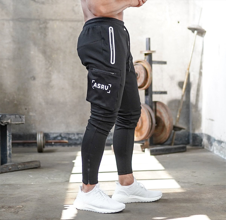 メンズスポーツウェア メンズ ジム用細身ジョガーパンツ 多機能ポケット付き 全6色