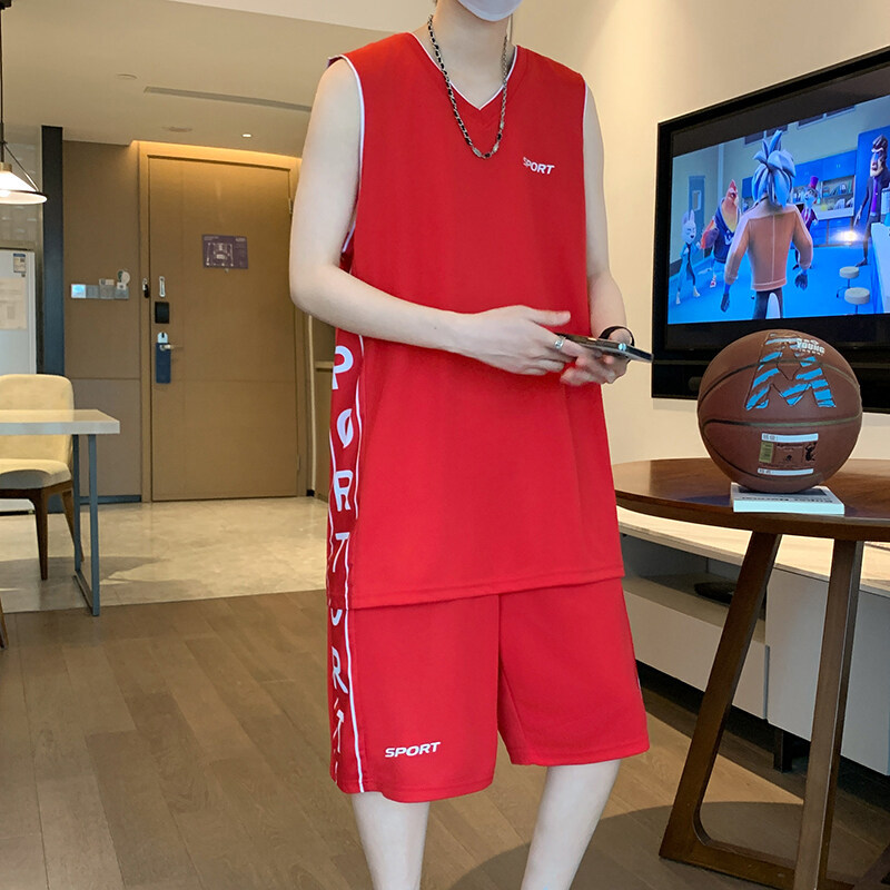 メンズスポーツウェア 快適サイドロゴノースリーブセット