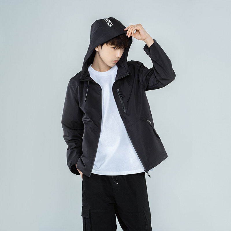 メンズスポーツウェア 多機能フード付き軽量トレーニングジャケット
