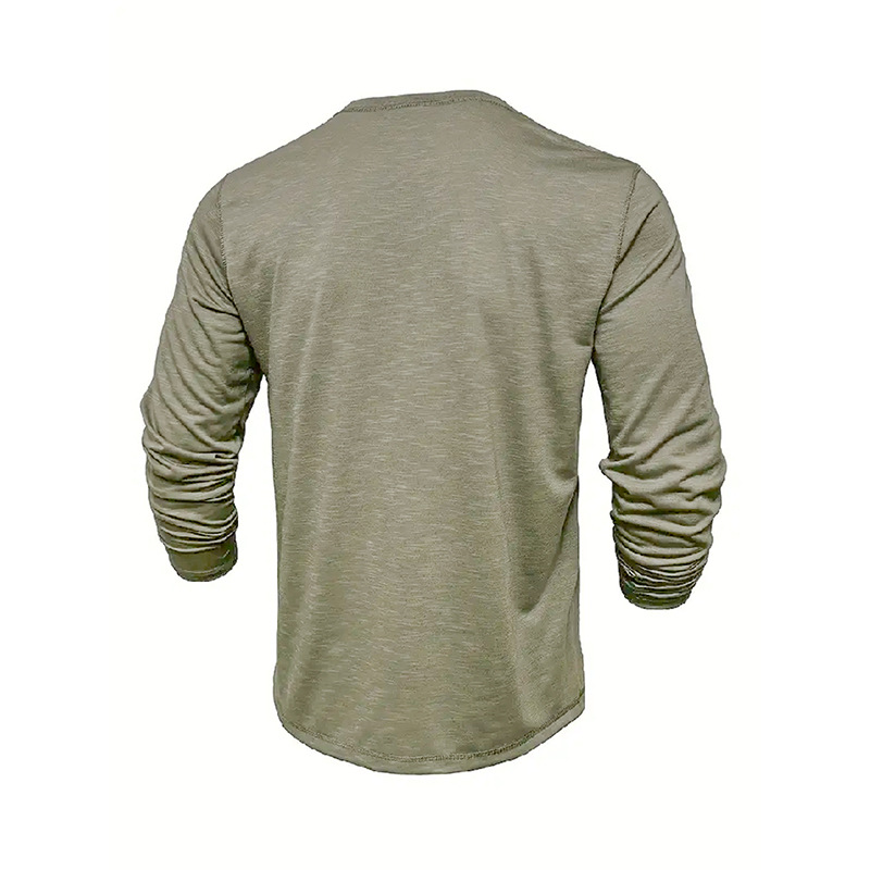 メンズスポーツウェア トレーニング用長袖ヘンリーネックシャツ 速乾伸縮 全6色