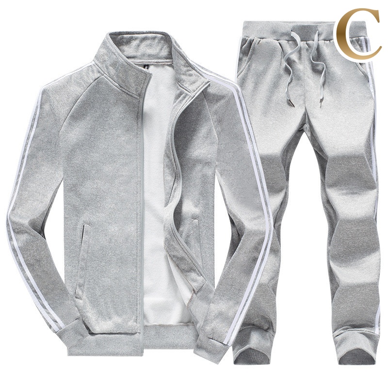 メンズスポーツウェア スポーツジャージ上下セット 黒 ライン入り運動着