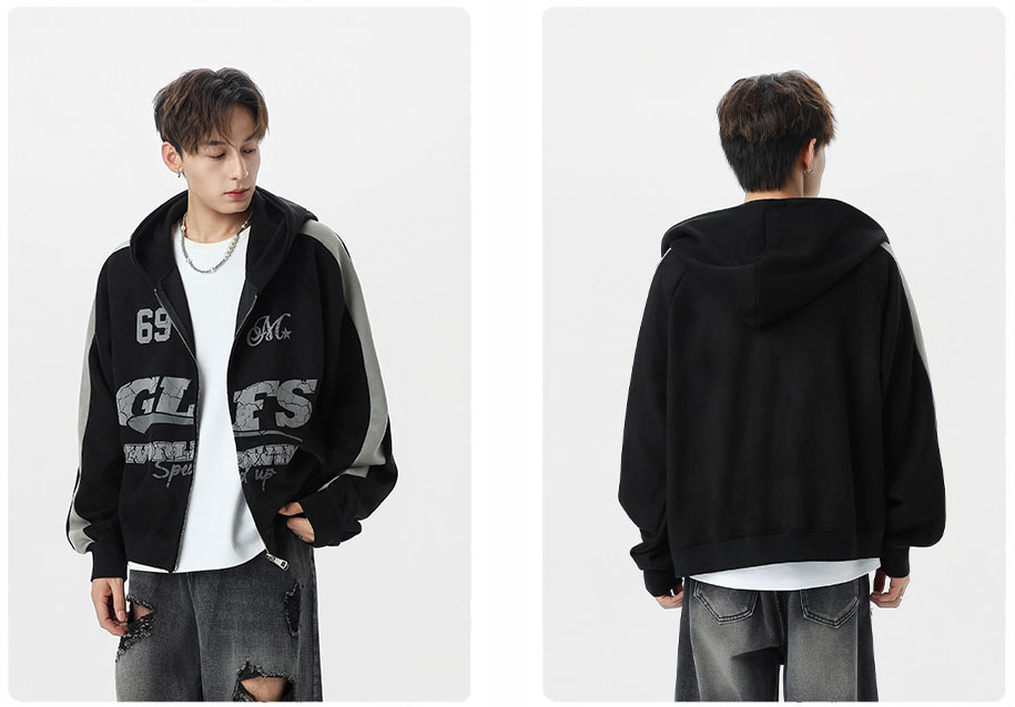 メンズスポーツウェア ウォーキング用配色切替ジップパーカー メンズ全2色