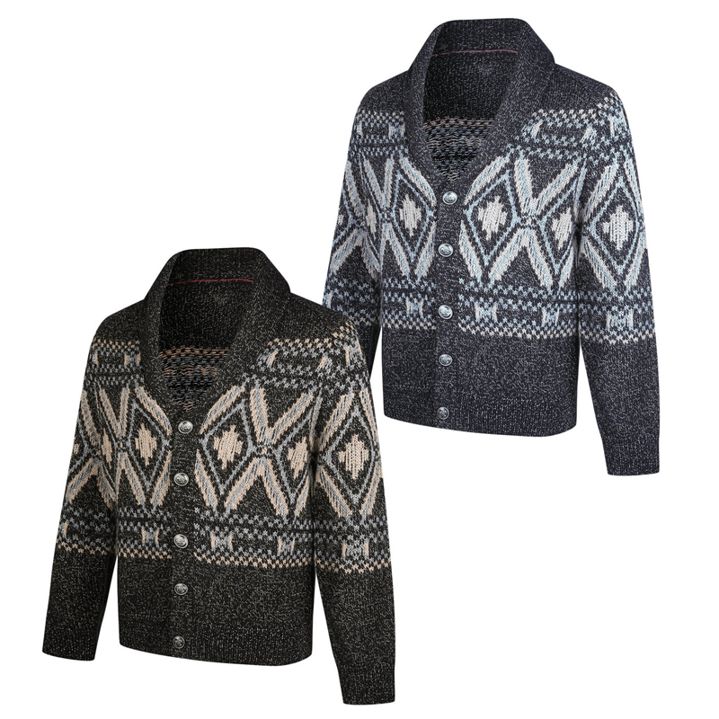 メンズスポーツウェア 男性用スポーツニットカーディガン 幾何学模様 秋冬新作 全2色