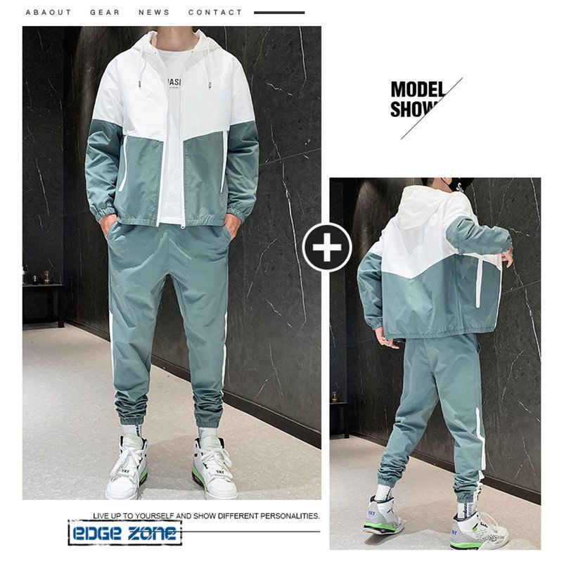 メンズスポーツウェア メンズトレーニング用ジャージ上下セット切り替えデザイン