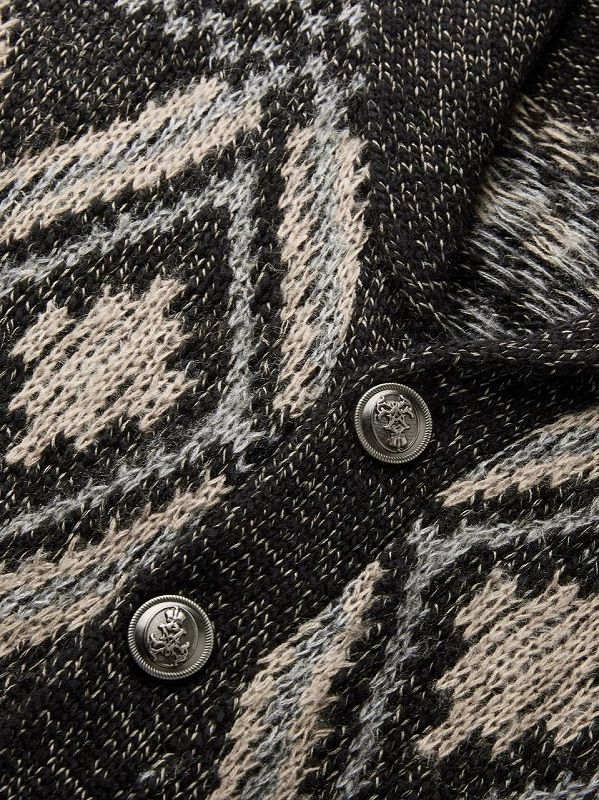 メンズスポーツウェア 男性用スポーツニットカーディガン 幾何学模様 秋冬新作 全2色