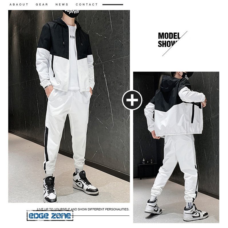 メンズスポーツウェア メンズトレーニング用ジャージ上下セット切り替えデザイン