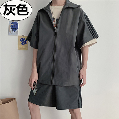 メンズスポーツウェア メンズ トレーニング用 半袖パーカー ハーフパンツ 上下セット