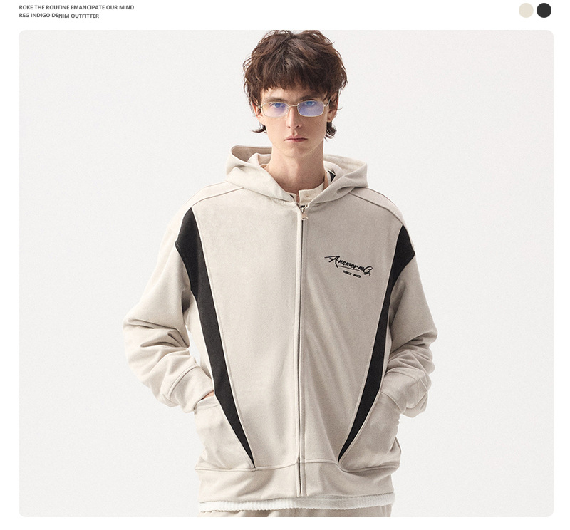 メンズスポーツウェア メンズ刺繍入りジップアップパーカー春秋用運動着