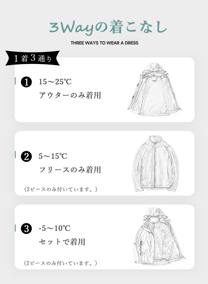 メンズスポーツウェア 女性用登山三段階対応防水防風ツーピース秋冬用