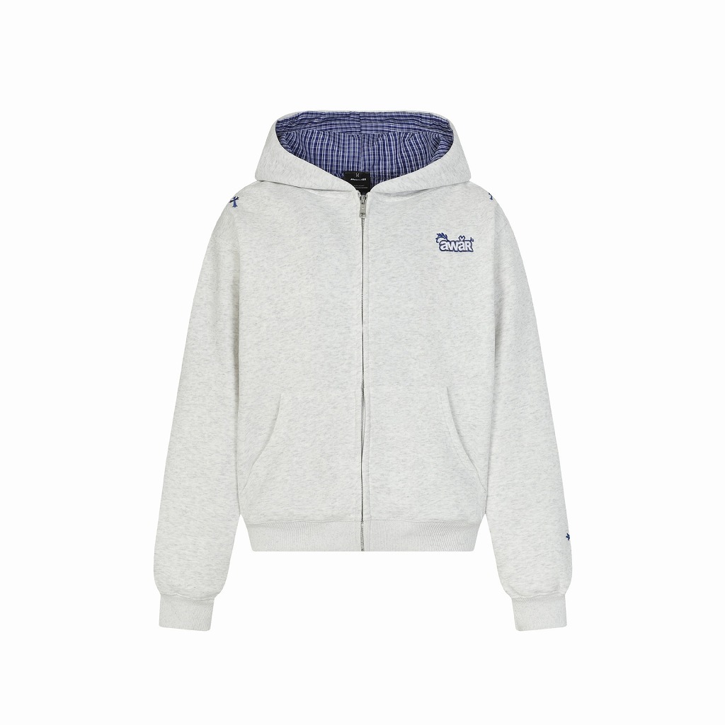 メンズスポーツウェア メンズ ウォーキング用 チェック切替 刺繍入りパーカー 全2色