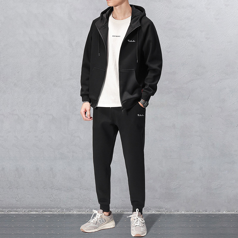 メンズスポーツウェア メンズ スポーツ ジャージ上下セット 通気性抜群 黒色フード付き