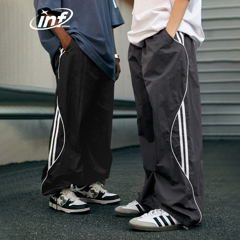 メンズスポーツウェア 男性用スポーツ風ワイド緩め裾ズボン 街系秋冬新作