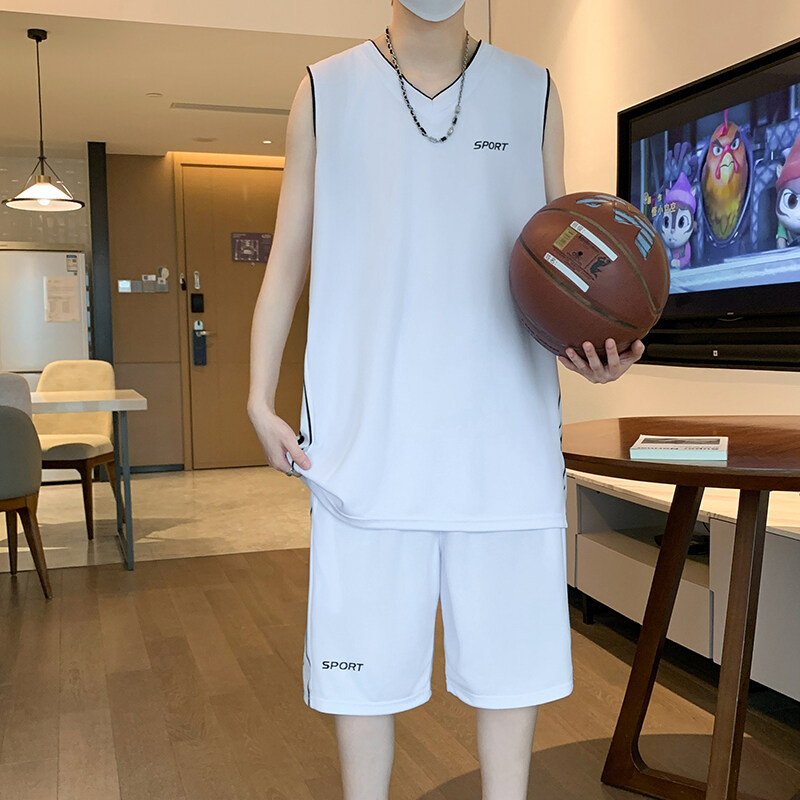 メンズスポーツウェア 快適サイドロゴノースリーブセット