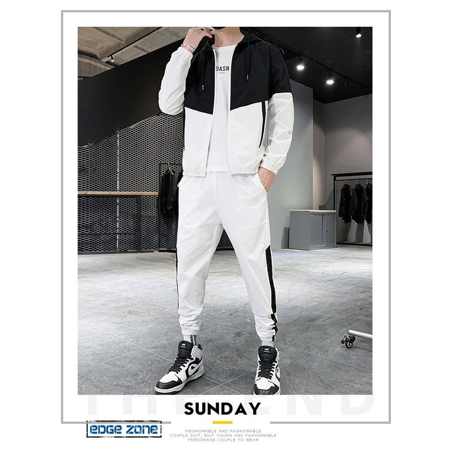 メンズスポーツウェア メンズトレーニング用ジャージ上下セット切り替えデザイン