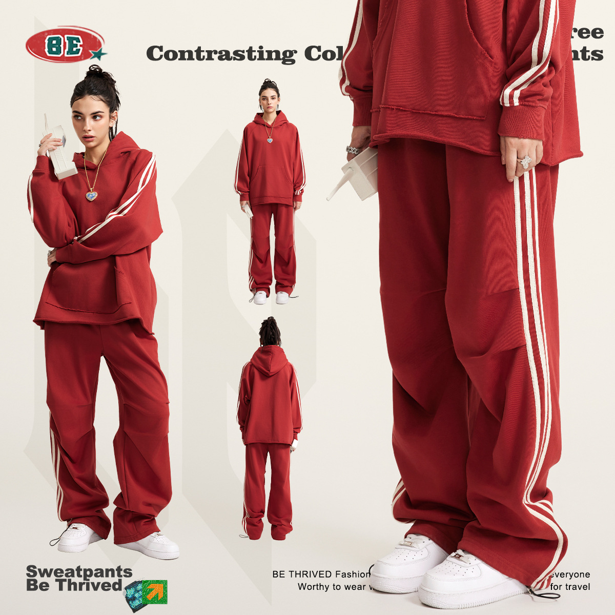 メンズスポーツウェア スポーツ風ジョガーパンツ 男女兼用 街着対応 全4色展開