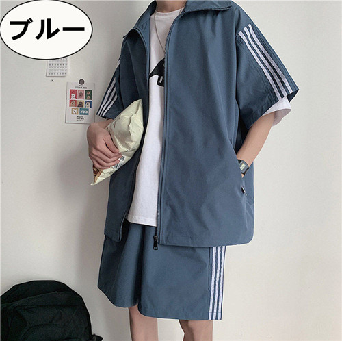 メンズスポーツウェア メンズ トレーニング用 半袖パーカー ハーフパンツ 上下セット