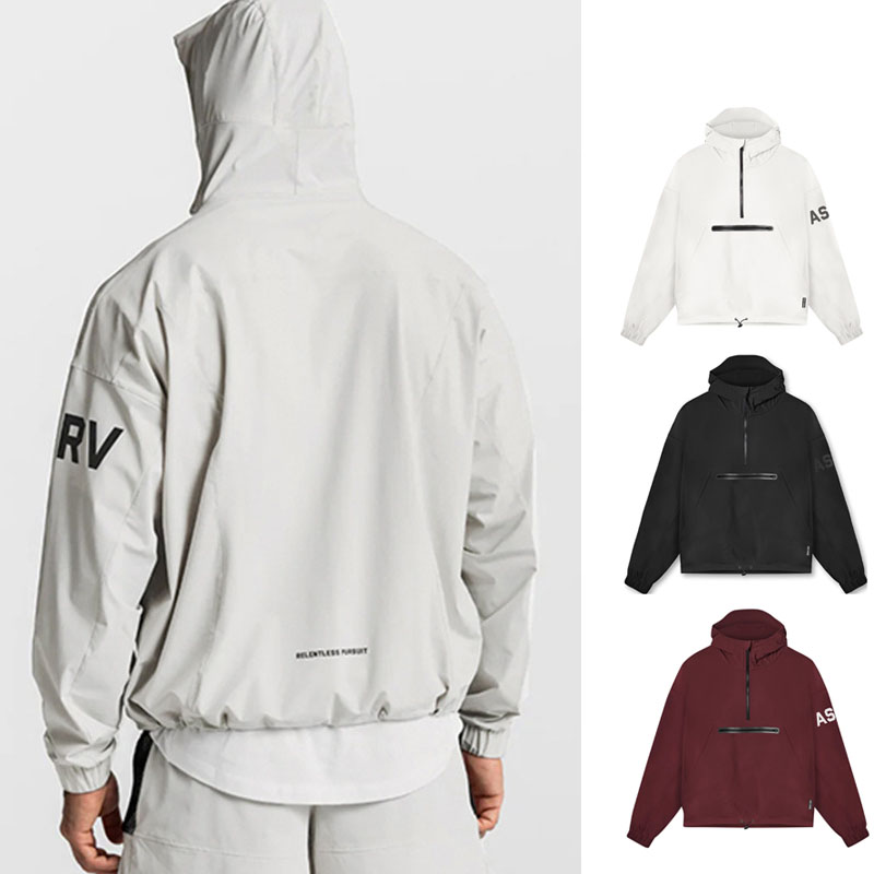 メンズスポーツウェア 男性用ウォーキング向けハーフジップパーカー多機能ポケット付全3色