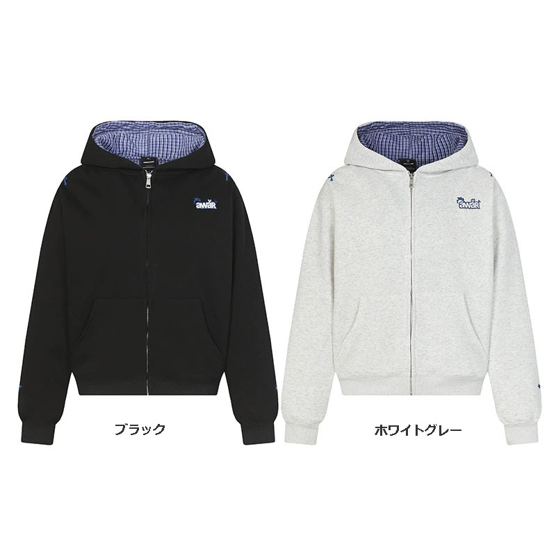 メンズスポーツウェア メンズ ウォーキング用 チェック切替 刺繍入りパーカー 全2色