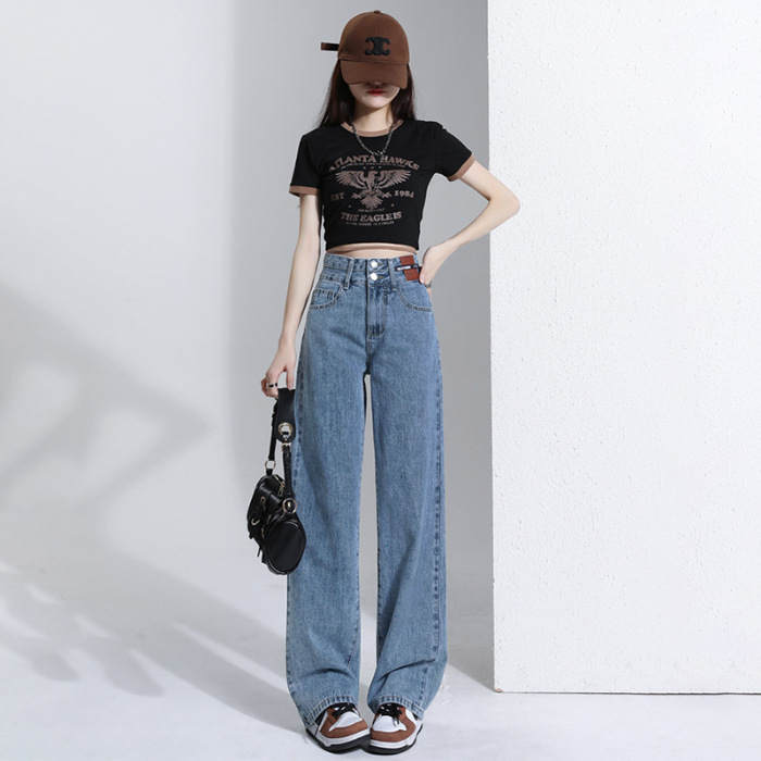 ハイウエストワイドストレートデニム