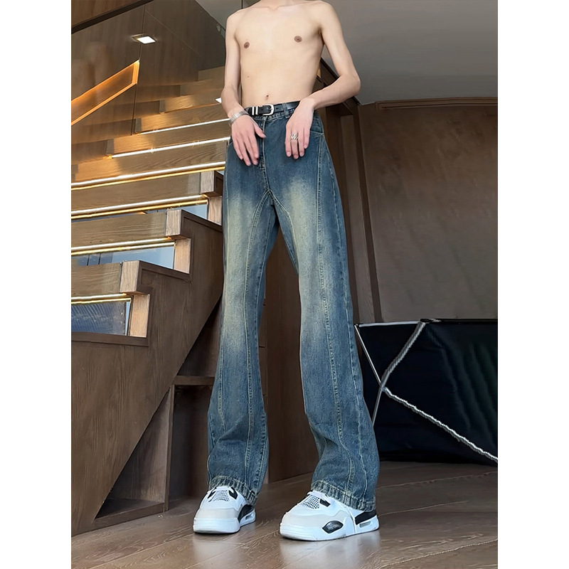 ヴィンテージ加工 ストレートデニムパンツ