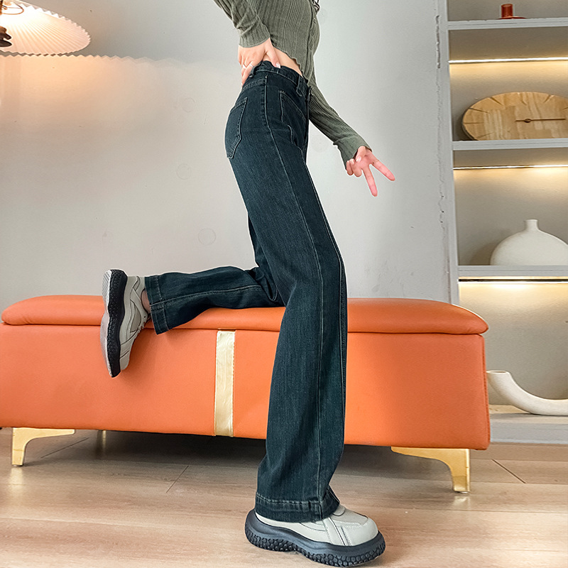 ハイウエストストレートデニムパンツ