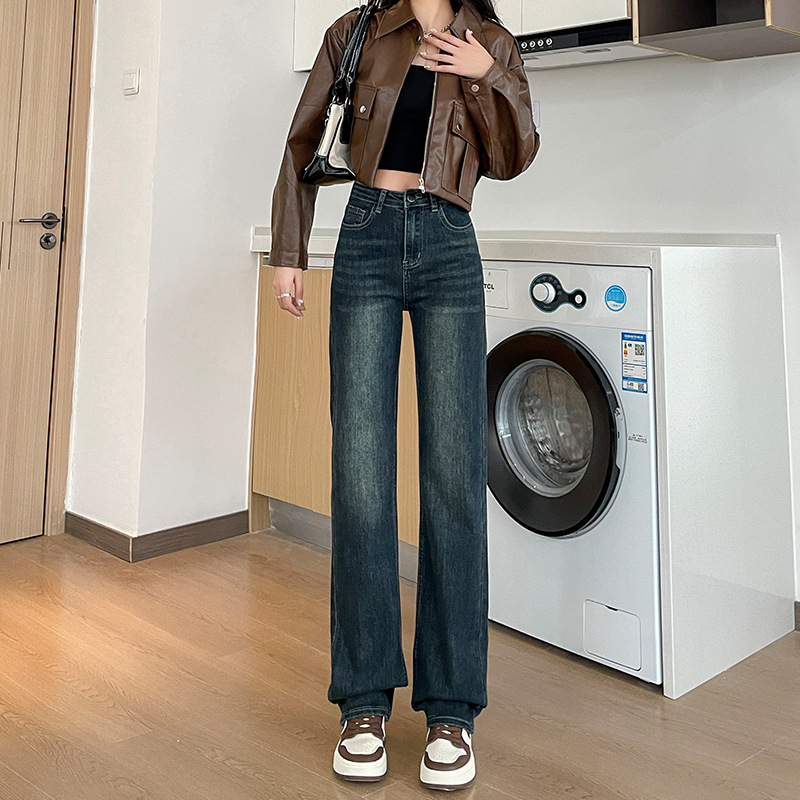 ハイウエストストレートデニムパンツ