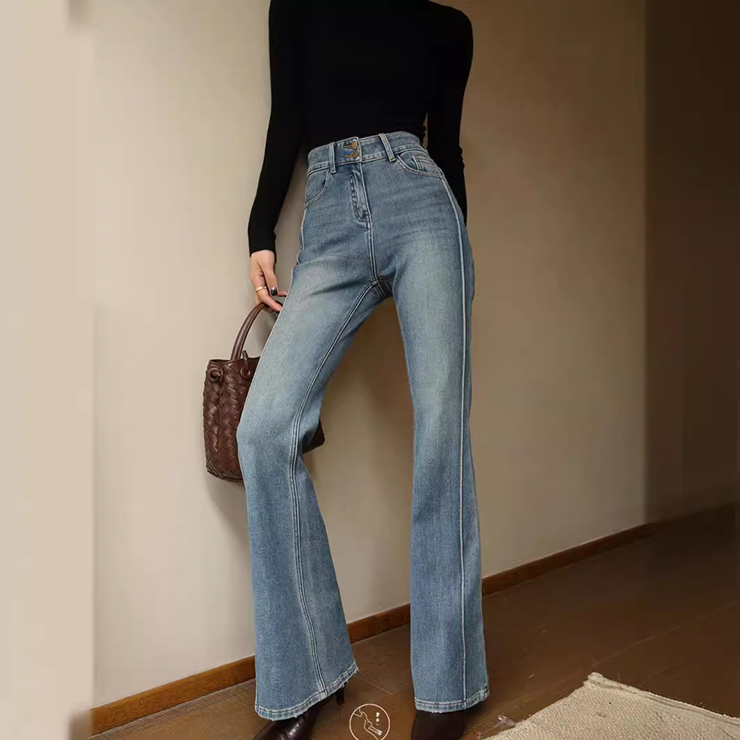 美シルエットハイウエストストレートデニム