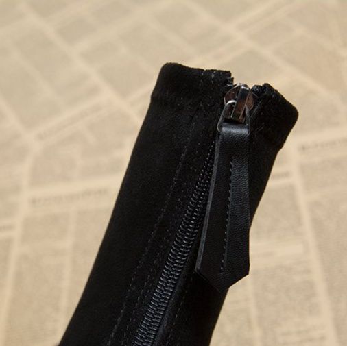 ショートブーツ 本革切替デザインソックス風ショートブーツ