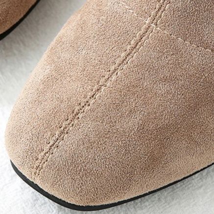 ショートブーツ 上品な太めヒール本革ショートブーツ