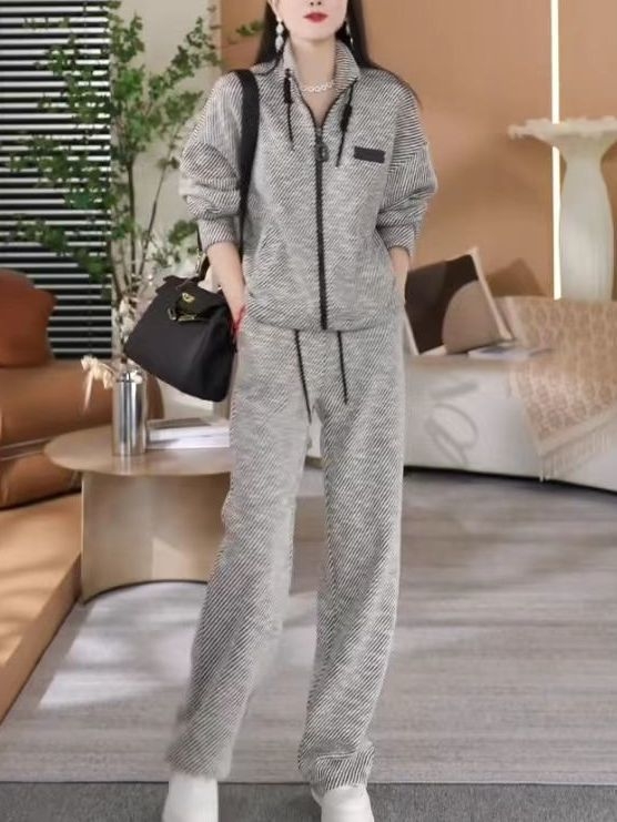 骨格ストレートストライプカジュアルセットアップ