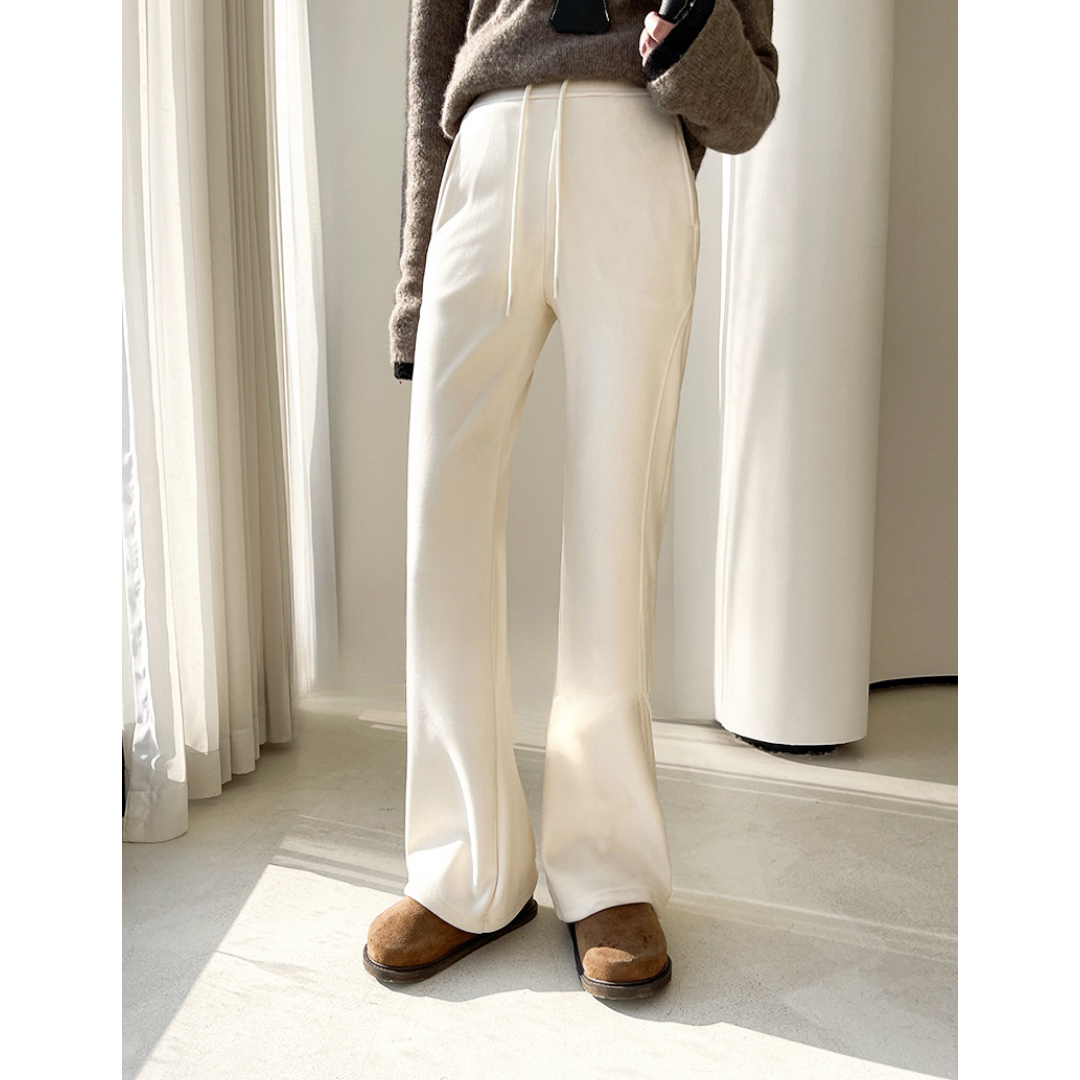 骨格ウェーブ裏起毛ブーツカットパンツ