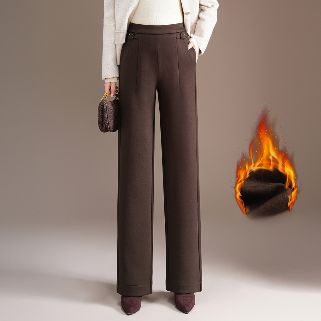 骨格ウェーブ裏起毛ストレートレッグパンツ