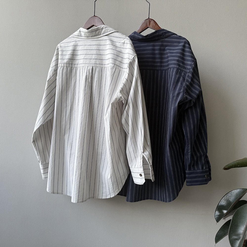 骨格ストレートシャツカラーストライプシャツ