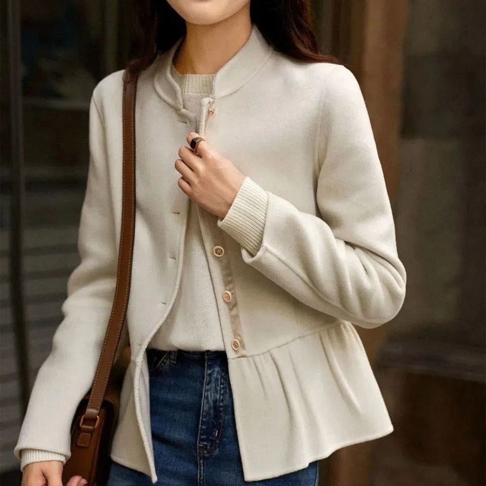 骨格ストレートスタンドカラーへプラムジャケット