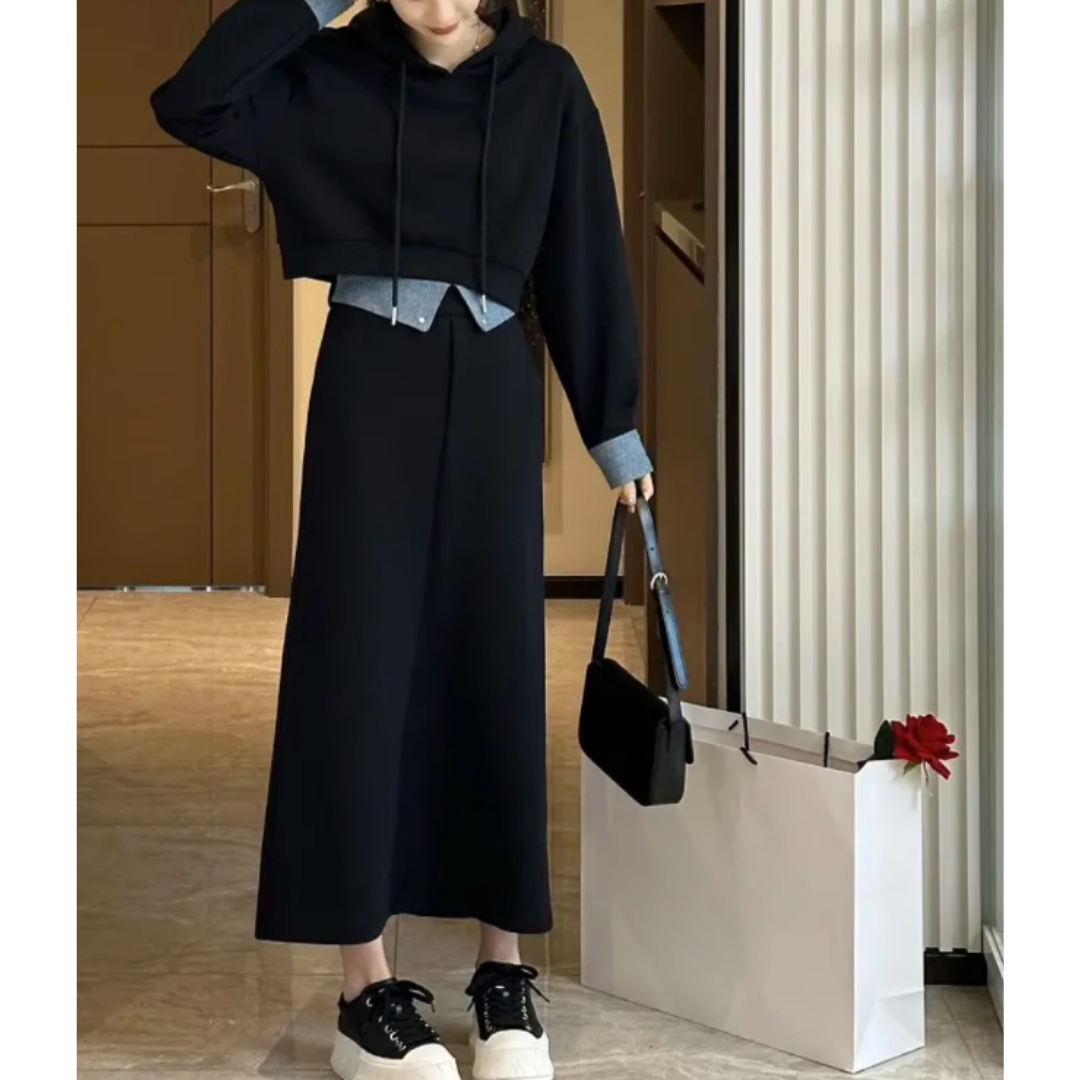 骨格ウェーブスウェットレイヤードスタイルスカートセットアップ