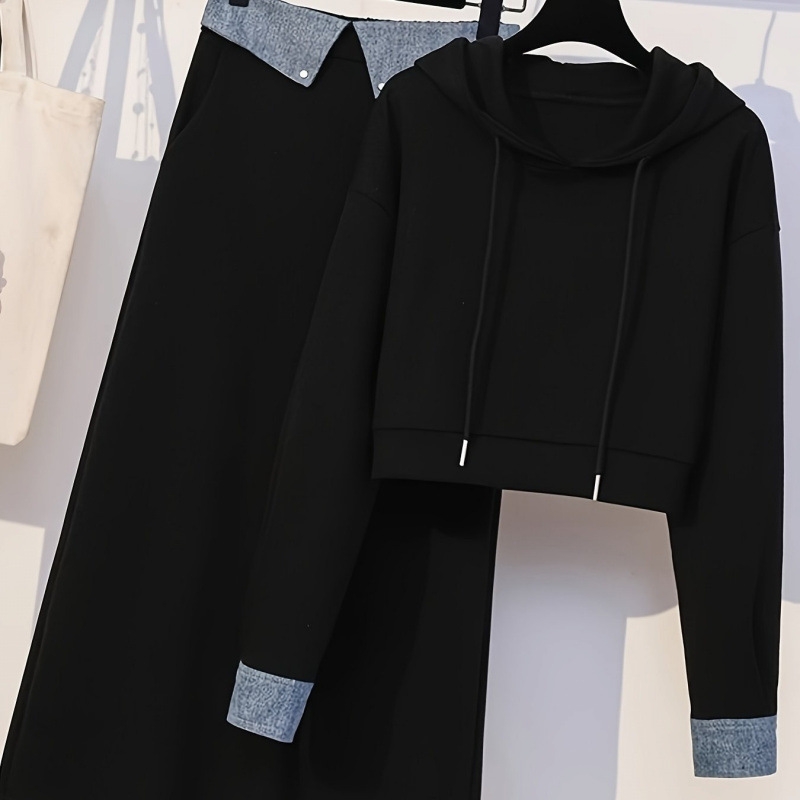 骨格ストレートスウェットレイヤードスタイルスカートセットアップ